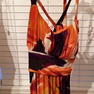 Bisou Bisou One Shoulder Dress in Orange and Purple